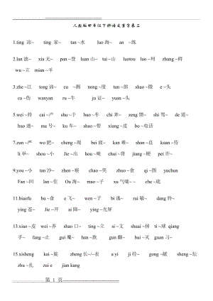 人教版四年级语文生字听写(2页).doc