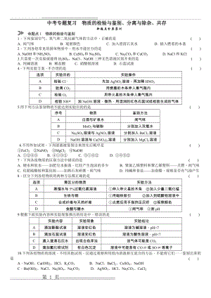 中考化学专题复习 物质的检验与鉴别、分离与除杂、共存(5页).doc