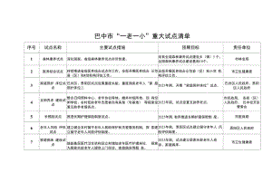 巴中市“一老一小”重大试点清单.docx