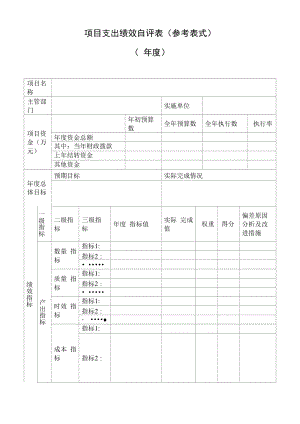 项目支出绩效自评表（参考表式）.docx