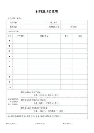 材料进场验收表(10项).docx