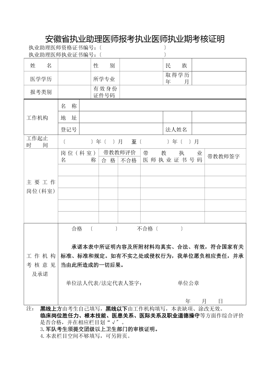 安徽医师资格考试试用期考核证明.docx_第2页