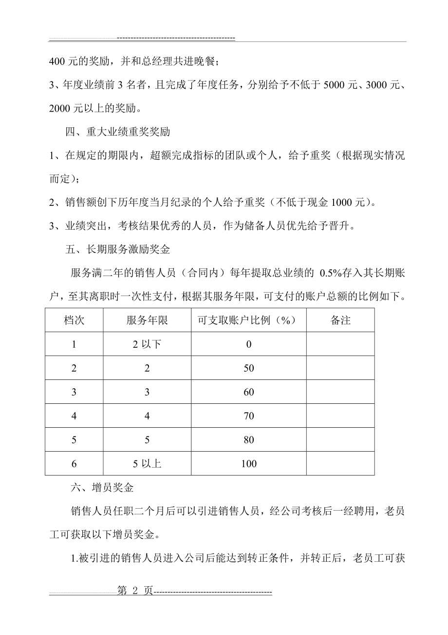 公司销售人员激励方案(修改版)(3页).doc_第2页