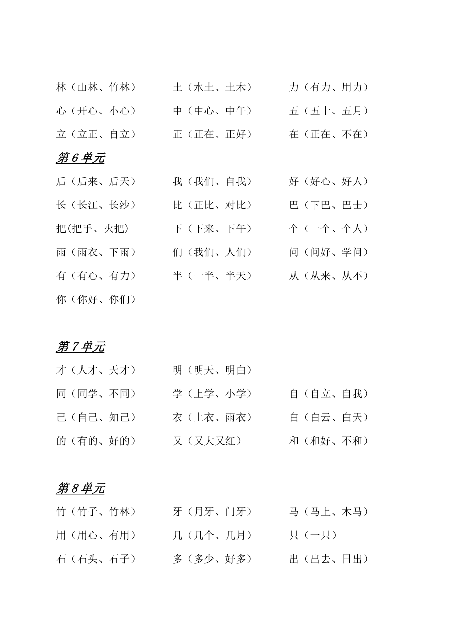 最新版部编版一年级语文上册期末复习题资料.doc_第2页