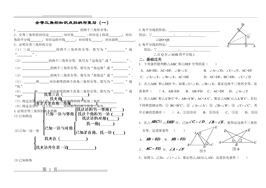 全等三角形全章知识点归纳与复习(习题)(11页).doc_第1页