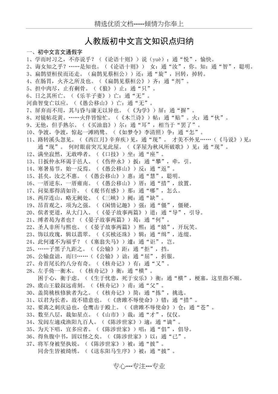 人教版初中语文文言文知识点归纳(共28页).doc_第1页