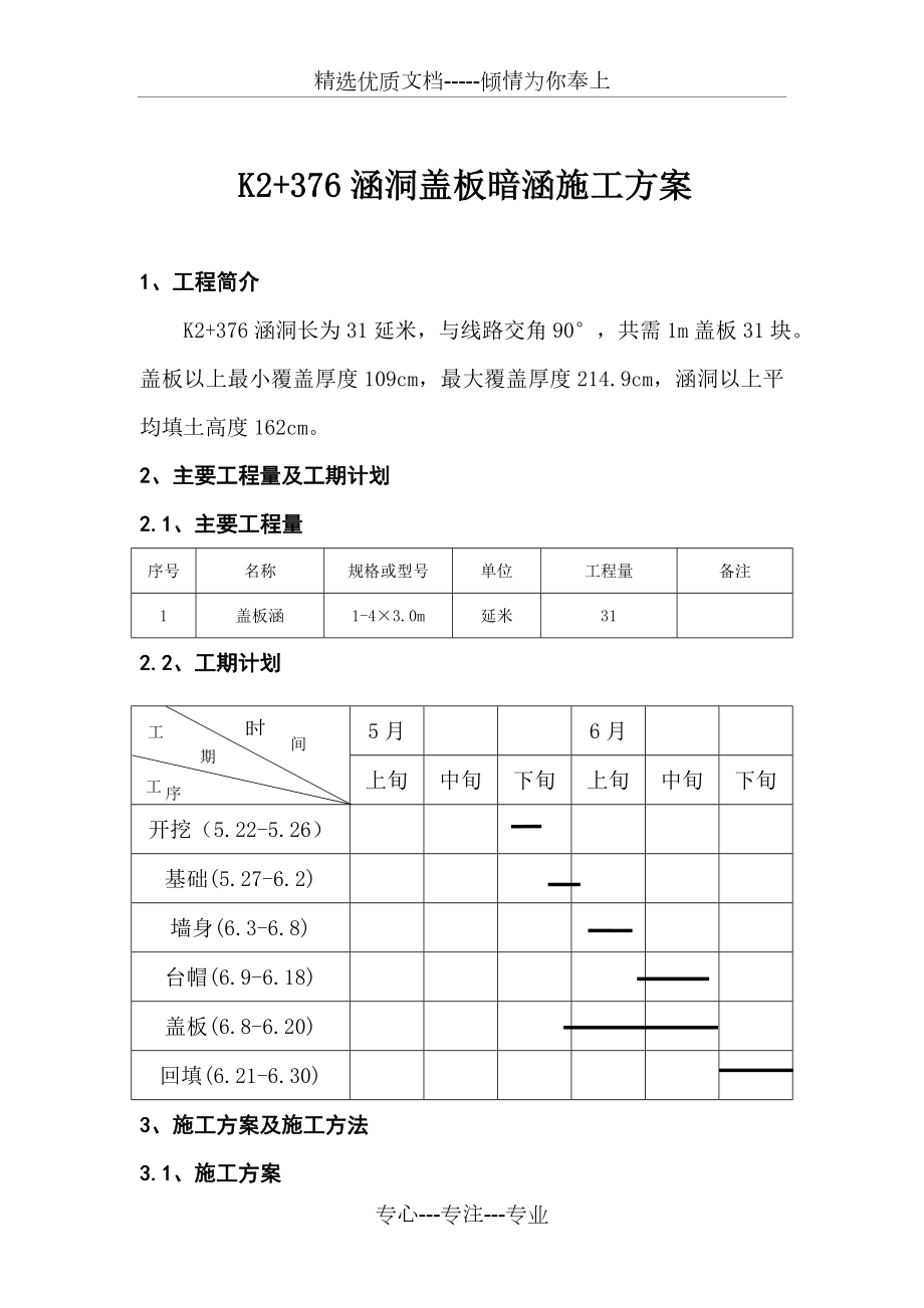 盖板涵工程施工方案(共10页).doc_第1页