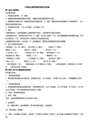 最新人教版二年级数学上册全册概念知识点整理.doc