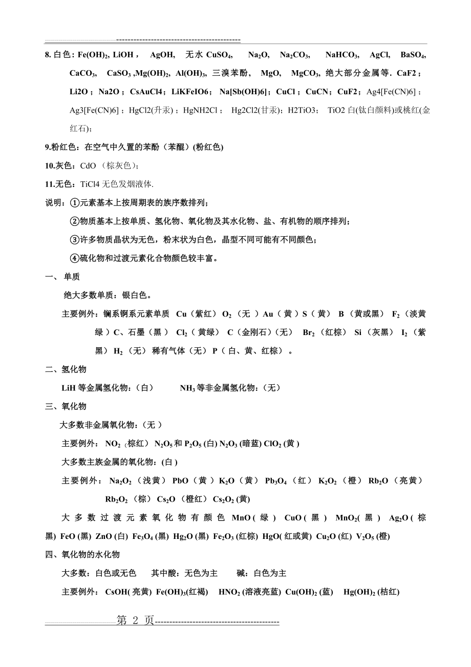 元素化学中常见物质颜色汇总(3页).doc_第2页