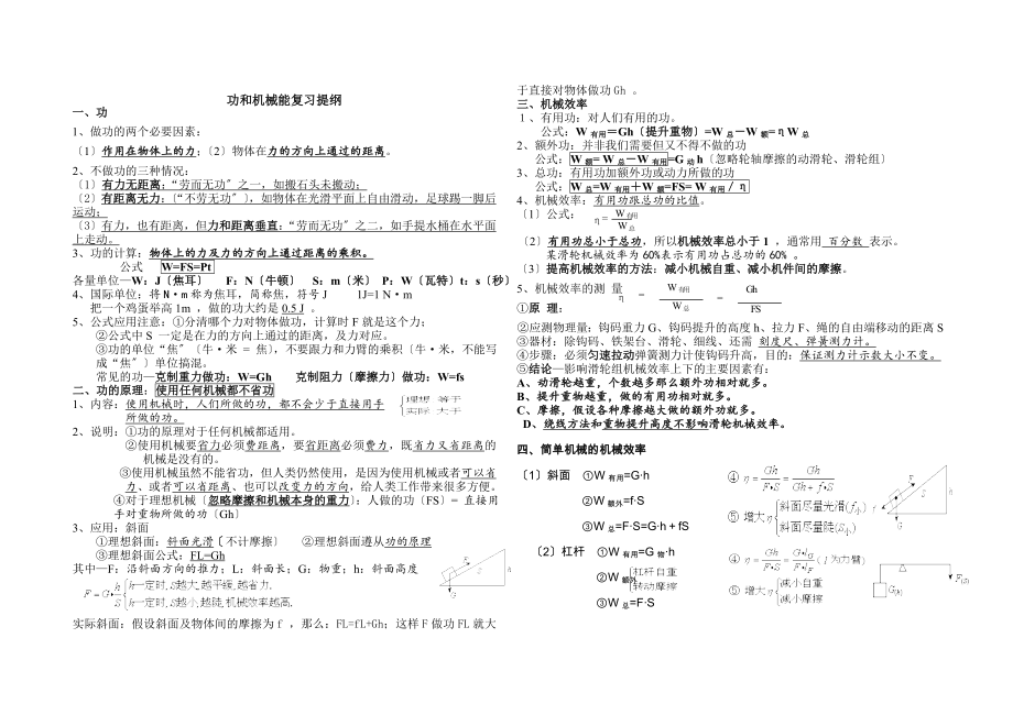 功和机械能复习提纲及练习题.docx_第1页