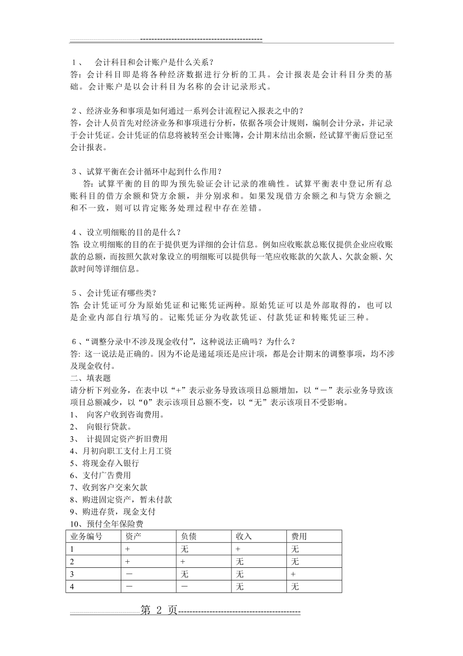 会计学(非专业用)习题答案完整版(20页).doc_第2页