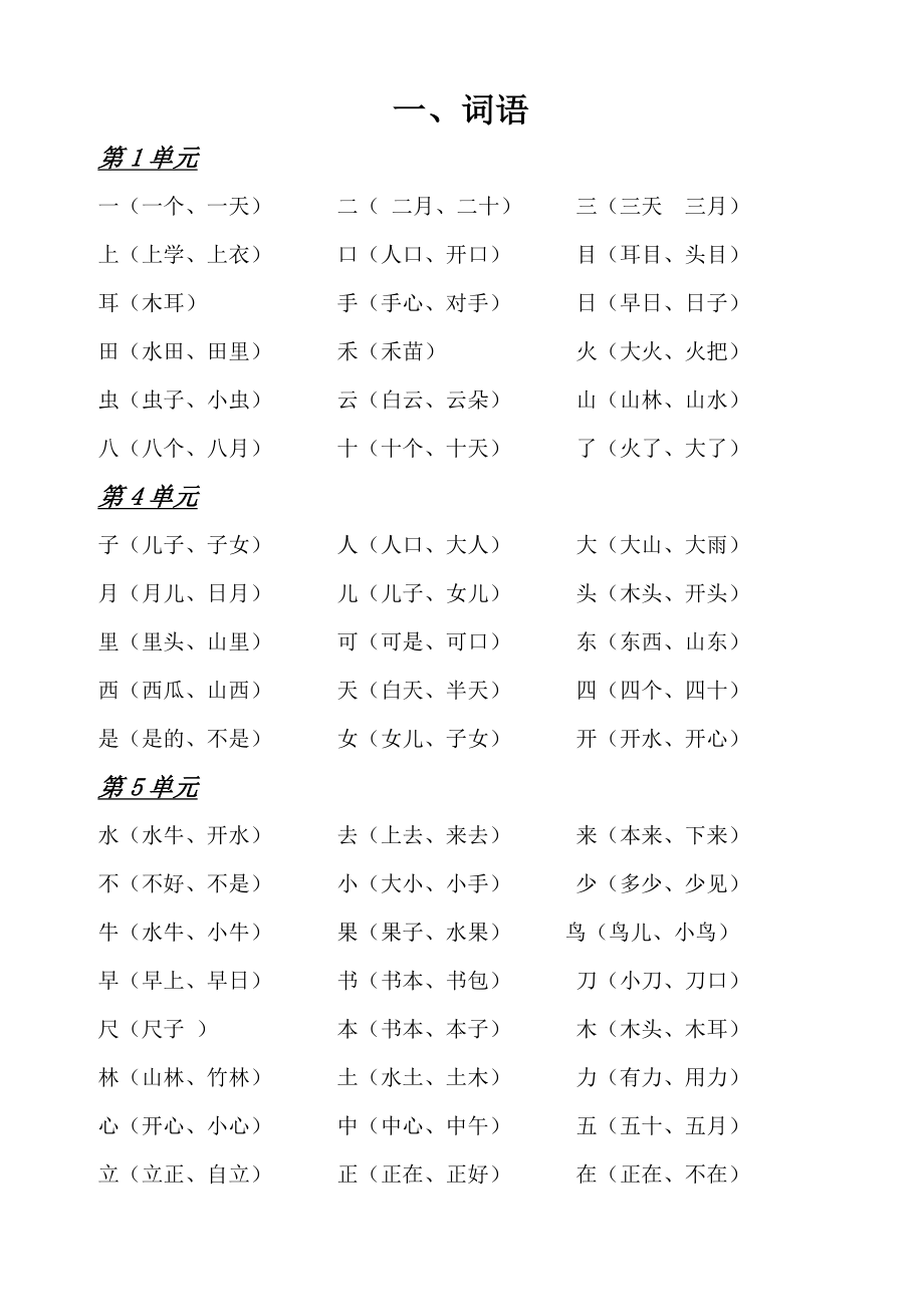 新编一年级语文上册复习资料.doc_第1页