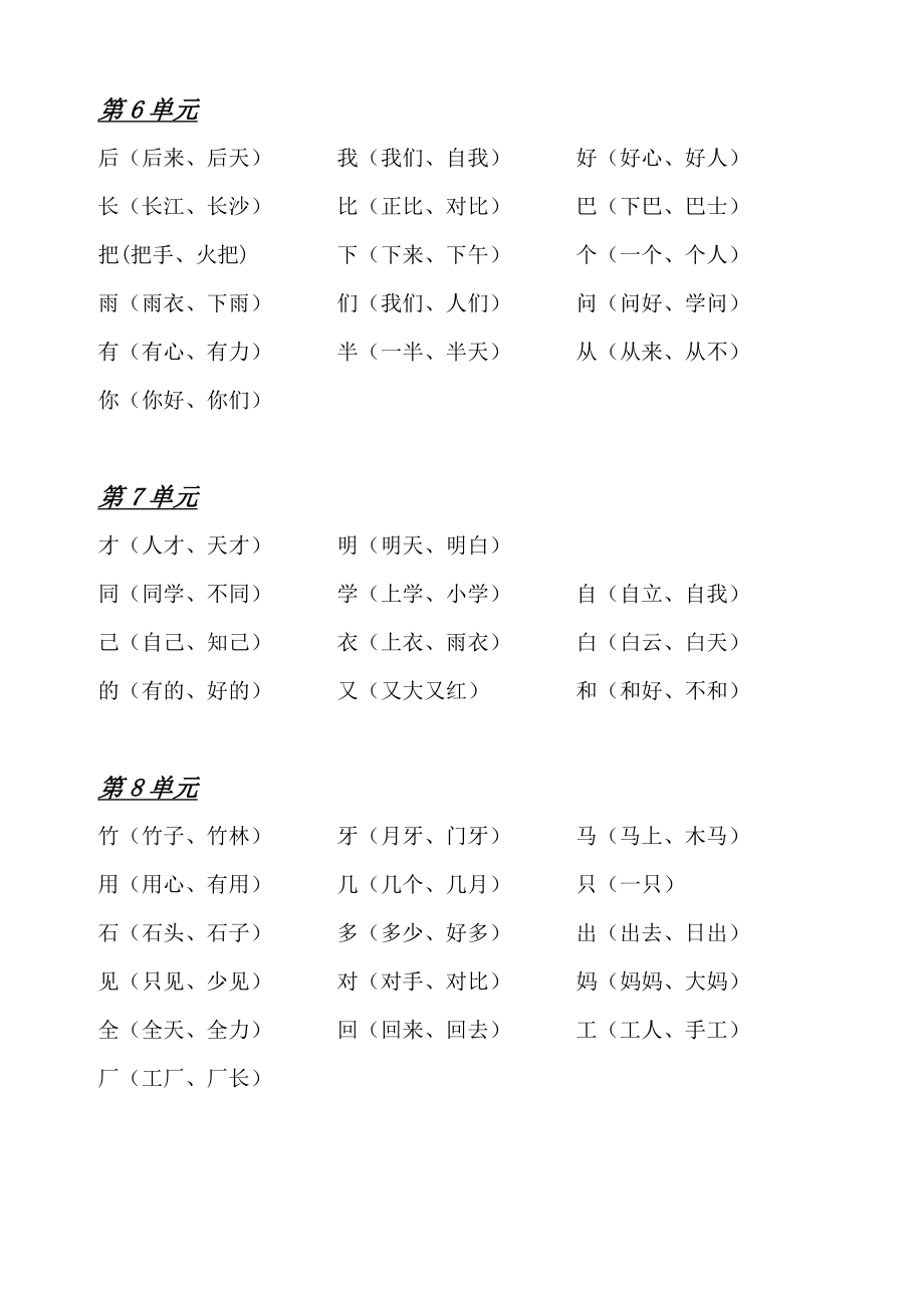 新编一年级语文上册复习资料.doc_第2页