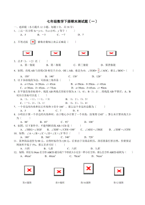 七年级下期末复习卷一MicrosoftWord文档.doc