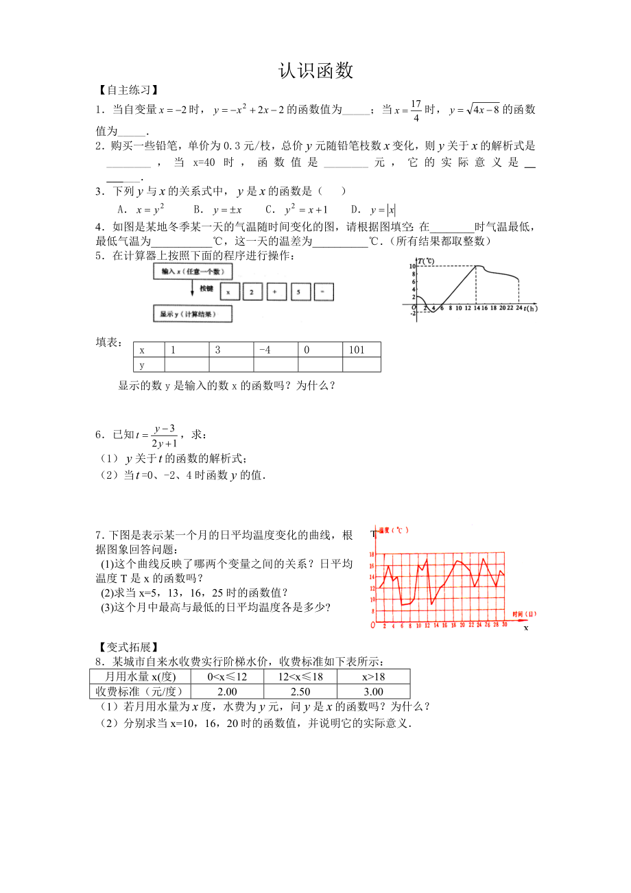 沪科版八年级数学函数练习题-(1).doc_第1页