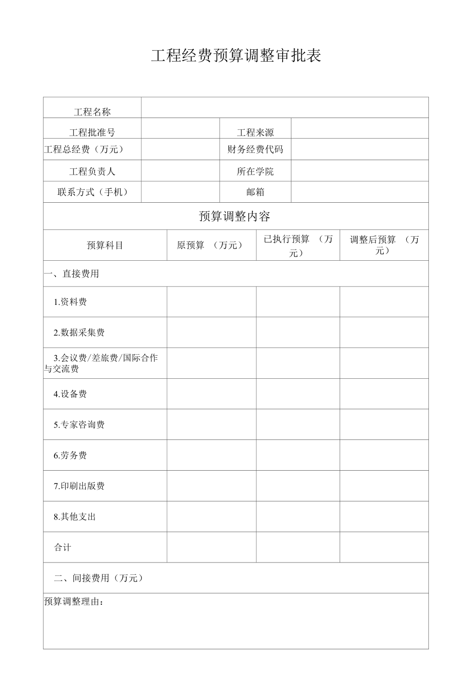 项目经费预算调整审批表.docx_第1页