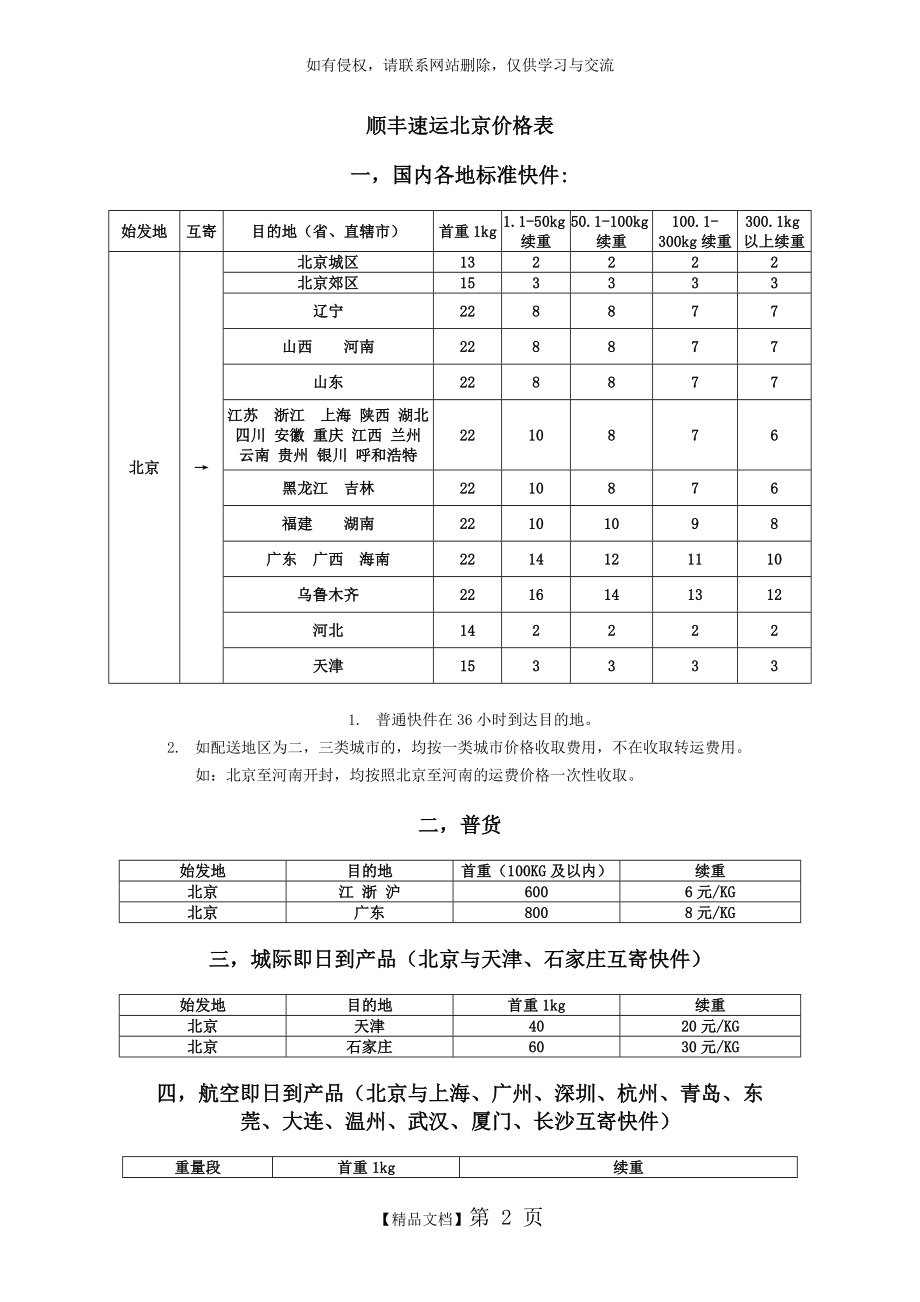 顺丰速运北京价格表.doc_第2页