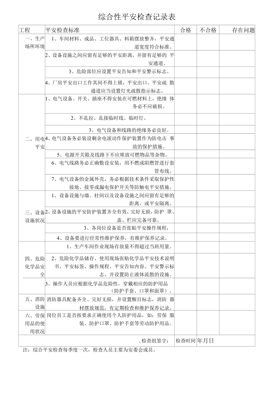 8.综合性安全检查记录表(装订成册).docx_第1页