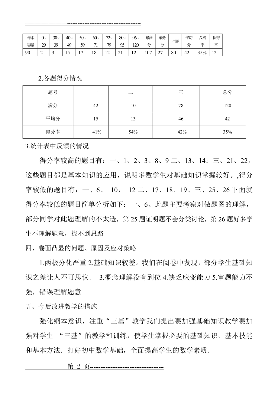 九年级一模试卷分析(3页).doc_第2页