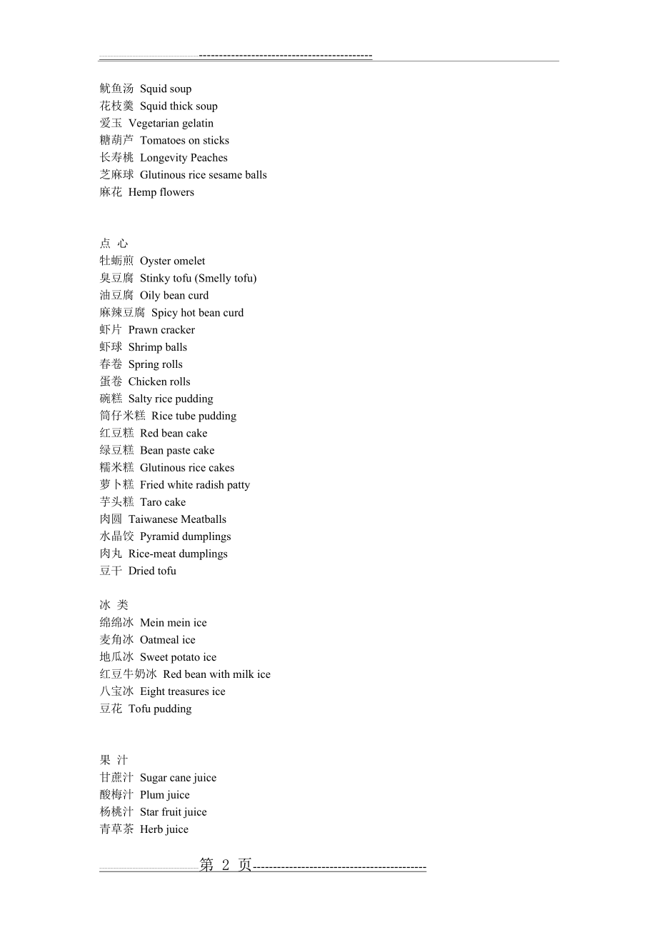 中国特色小吃英文词汇大全(3页).doc_第2页