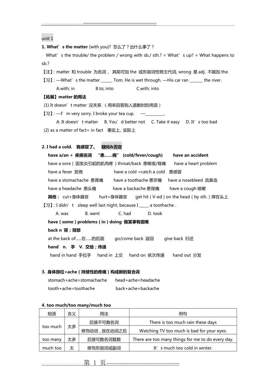 人教版八年级下册Unit 1知识点详解(13页).doc_第1页