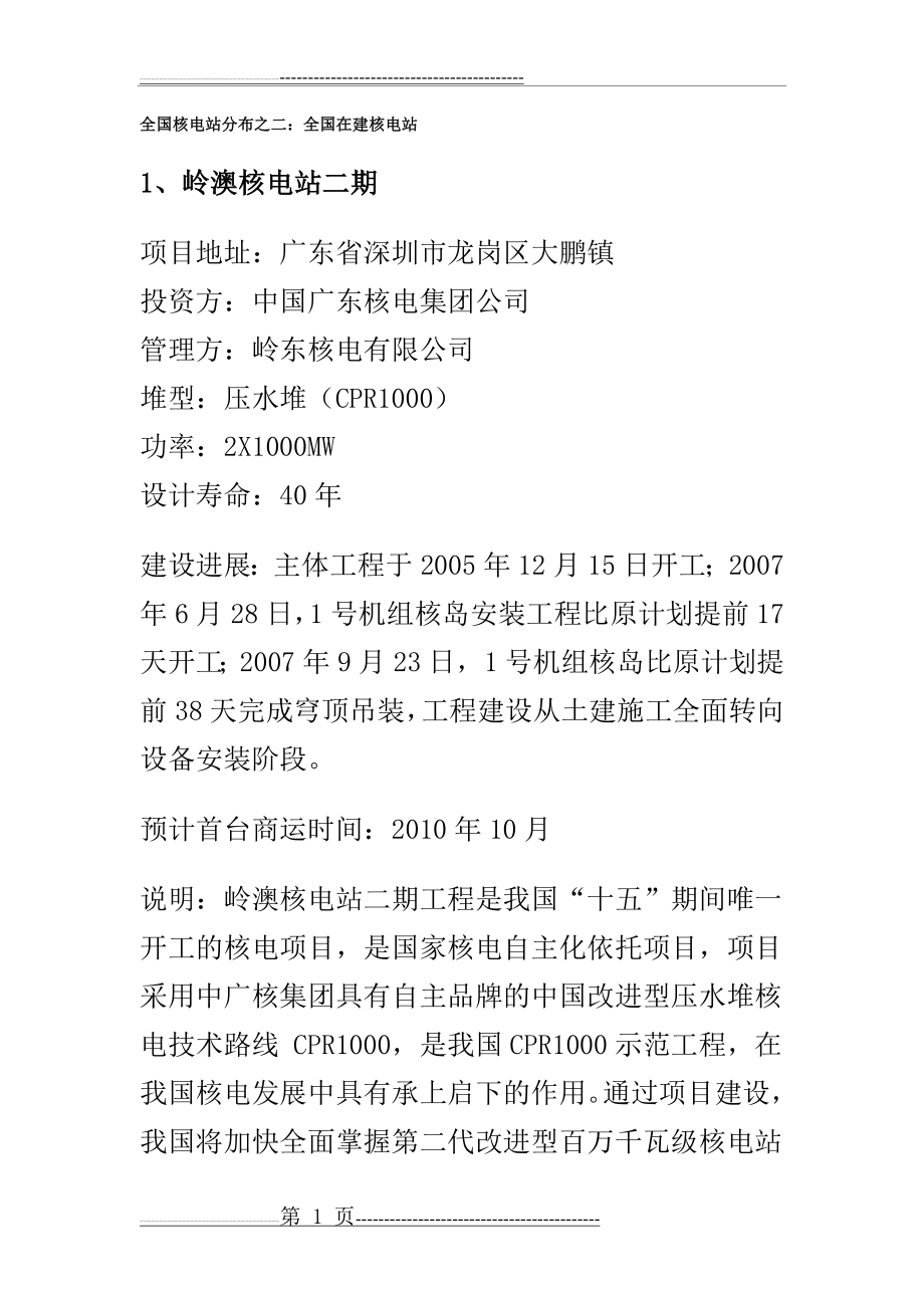 全国已建成或在建核电站分布(12页).doc_第1页