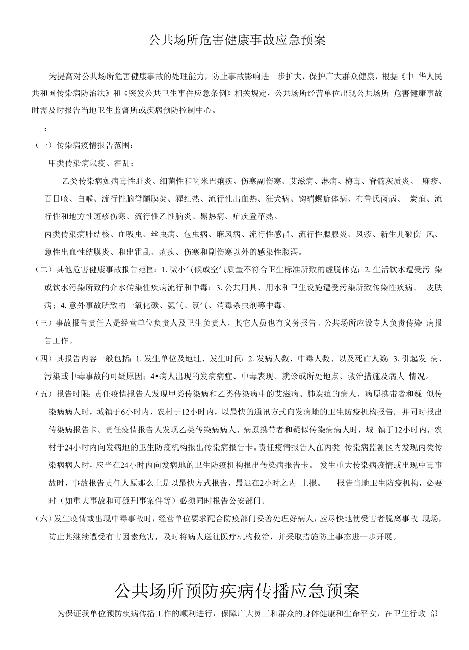 公共场所危害健康事故应急预案.docx_第1页