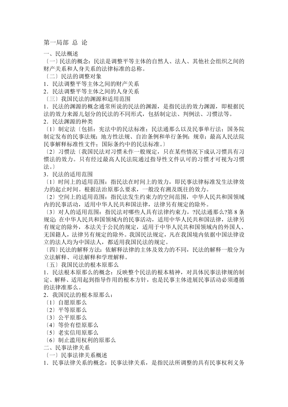 政法干警考试民法大纲.docx_第1页