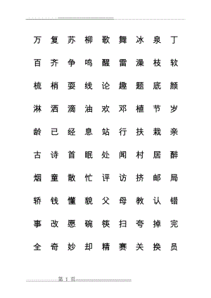 人教版一年级语文下册生字表(一)(二)田字拼音格式练习(18页).doc