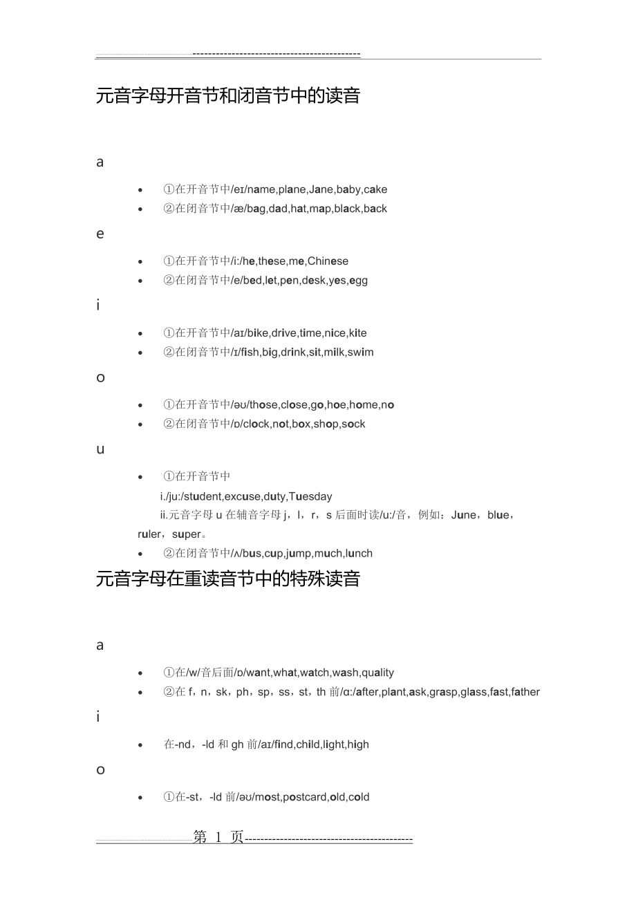 元音字母开音节和闭音节中的读音51534(10页).doc_第1页