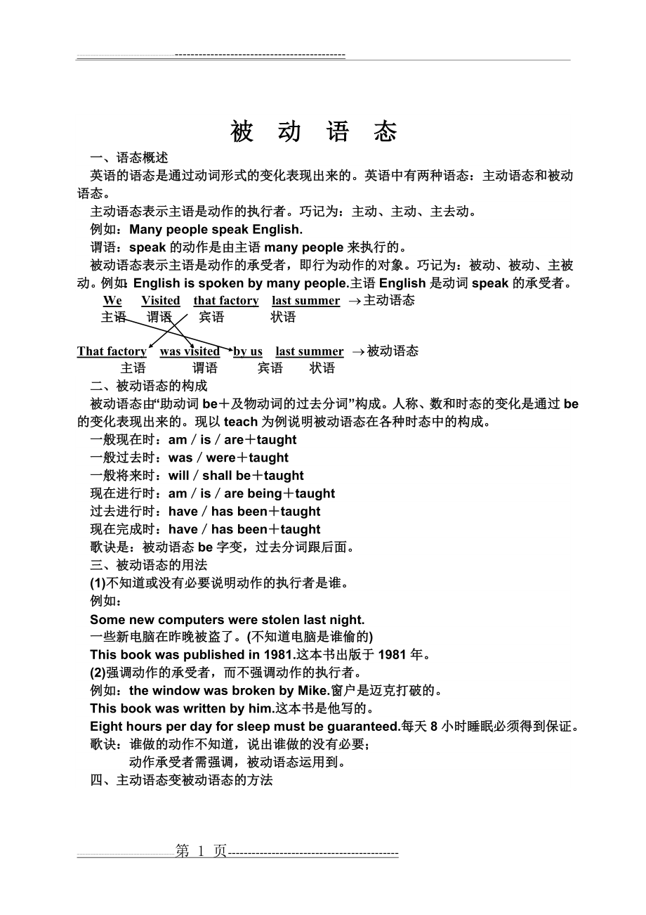 九年级英语新目标被动语态讲解辅导及专练试题(6页).doc_第1页