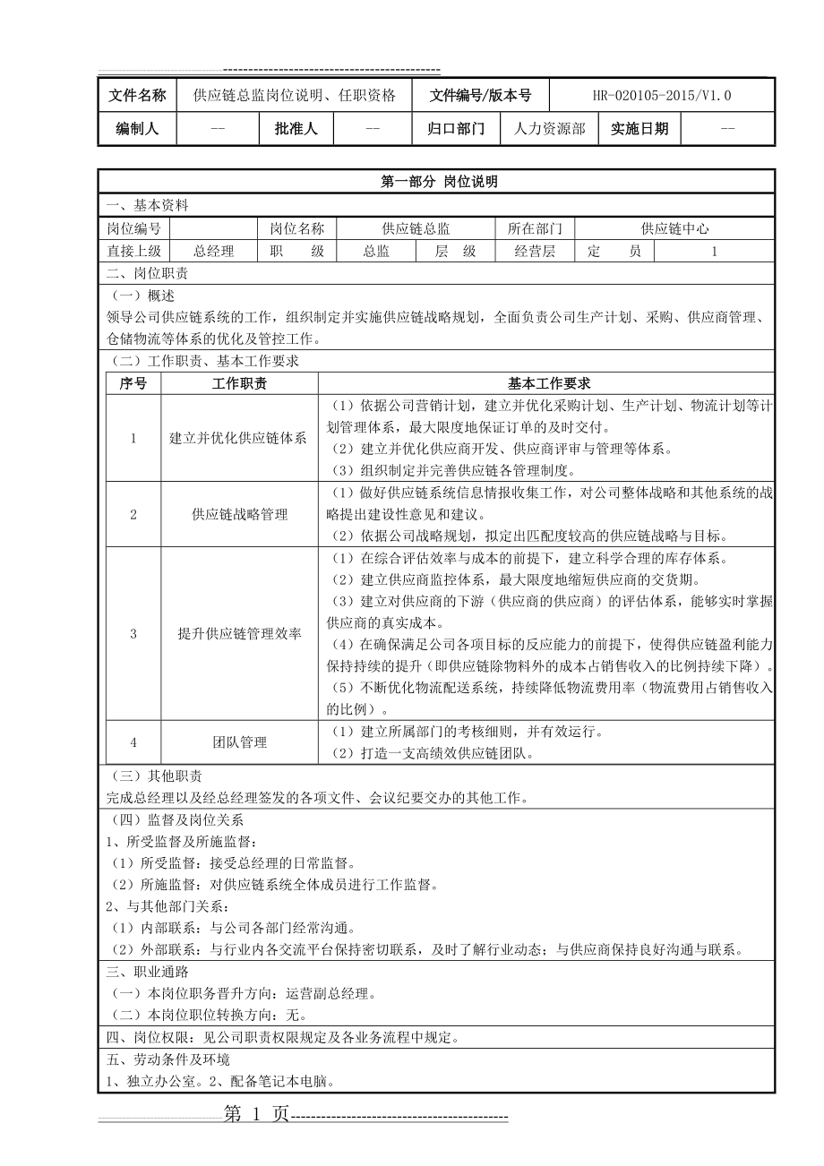 供应链总监岗位说明、任职资格(2页).doc_第1页