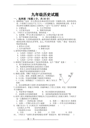 九年级历史考试试题(6页).doc