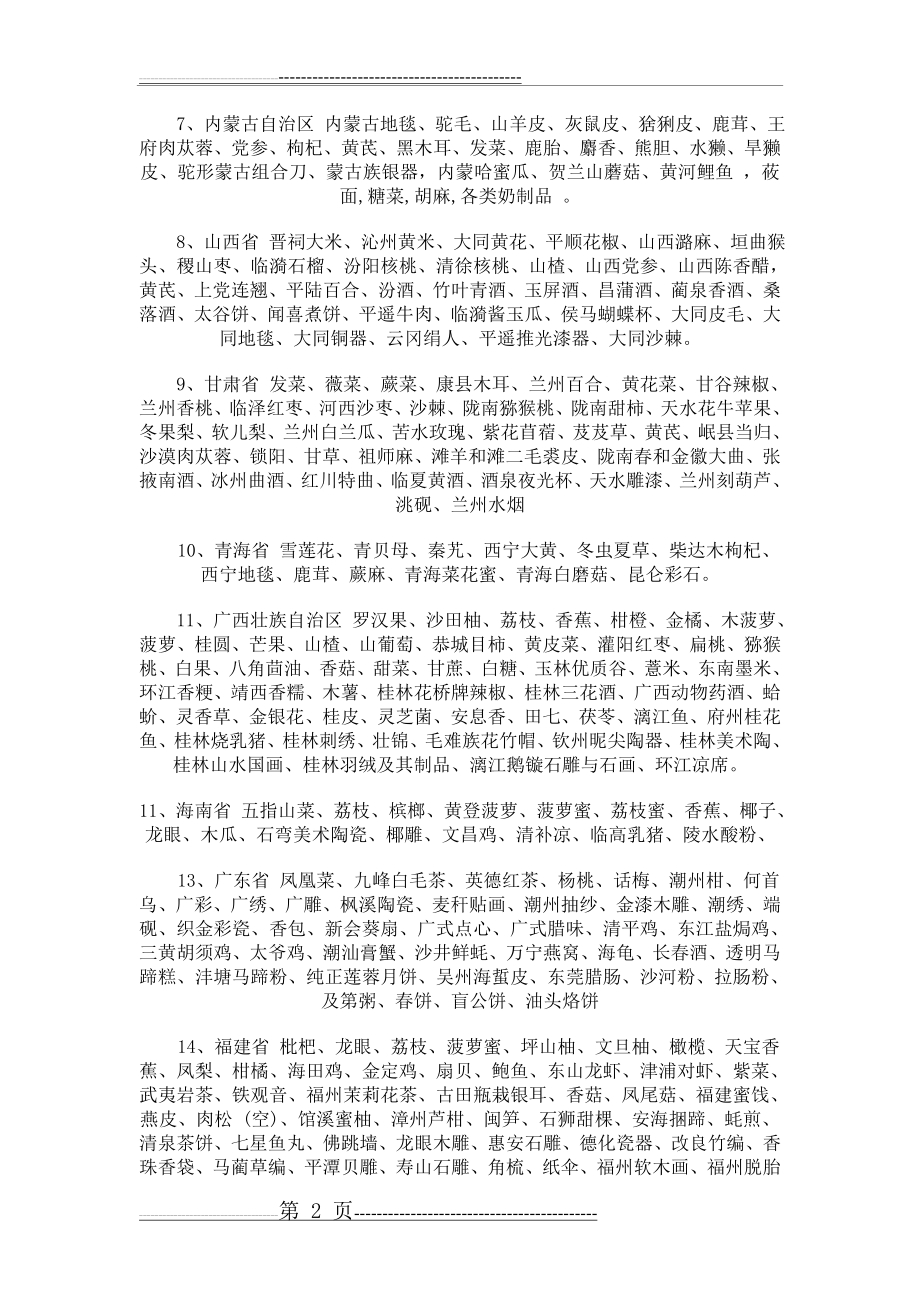 全国各省特产一览表(4页).doc_第2页