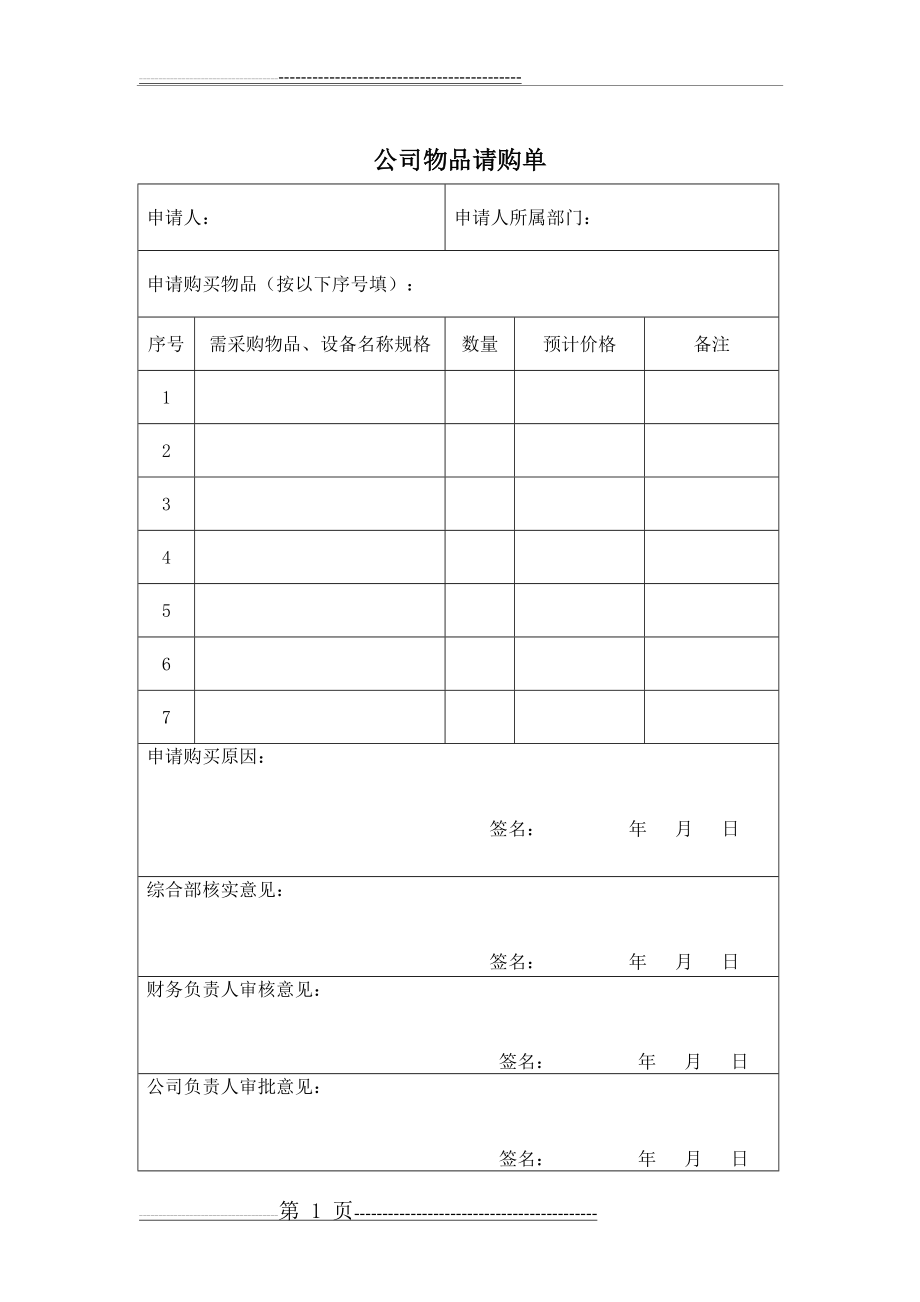 公司物品请购单(2页).doc_第1页