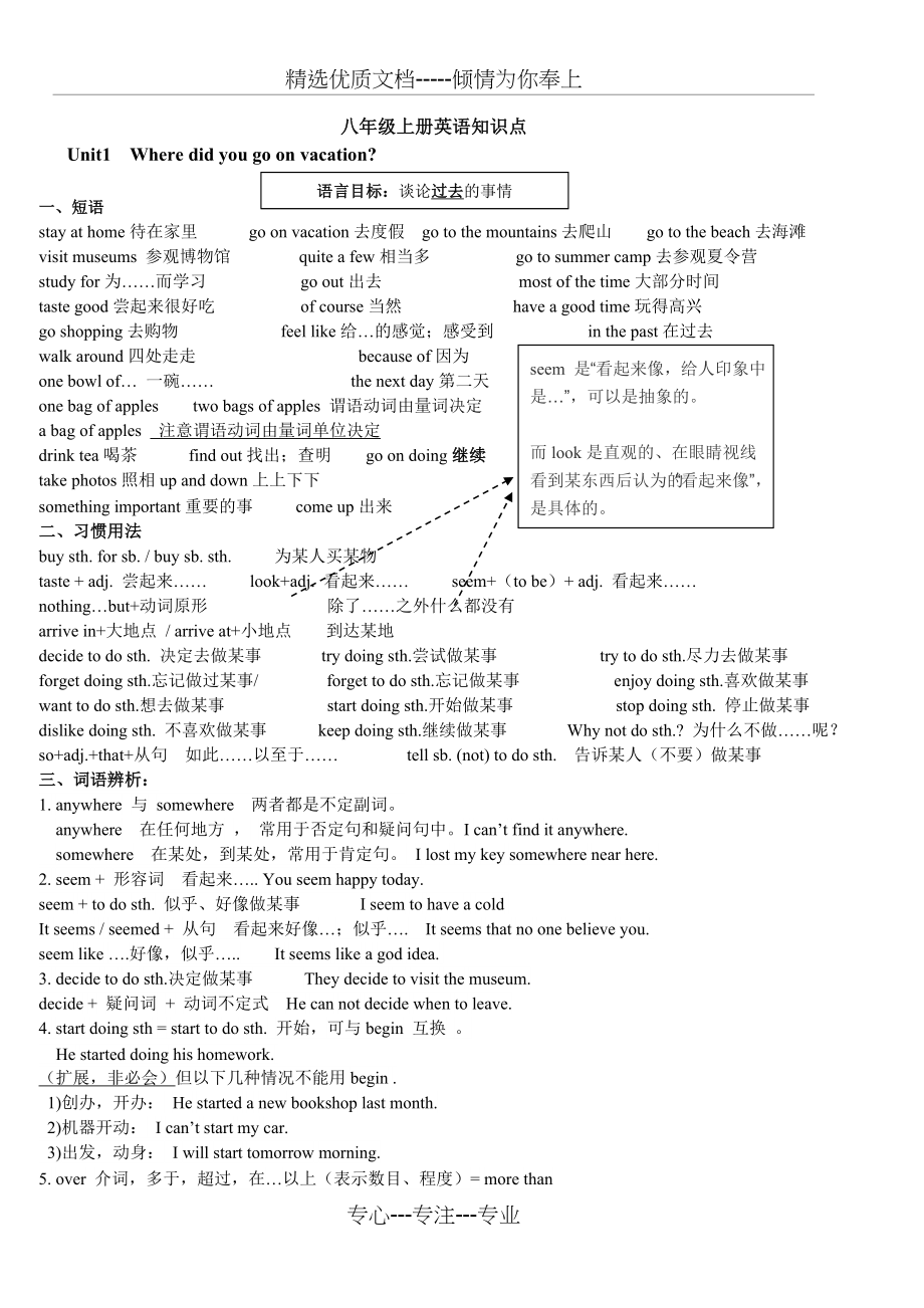 人教版八年级上册英语知识点(共40页).doc_第1页