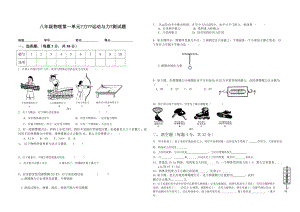 人教版八年级物理下册第一单元测试卷.doc