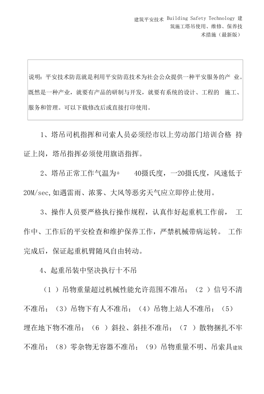 塔吊使用、维修、保养技术措施(最新版).docx_第2页