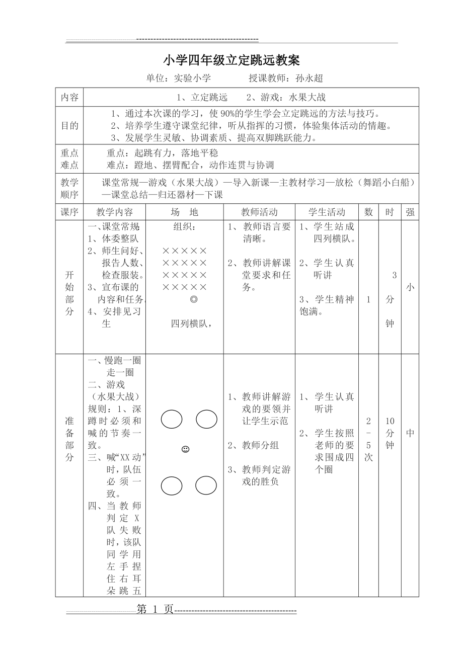 公开课小学四年级立定跳远教案(5页).doc_第1页