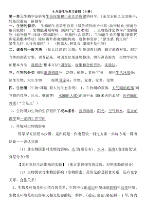 人教版七年级生物上册期末复习提纲完整版.docx