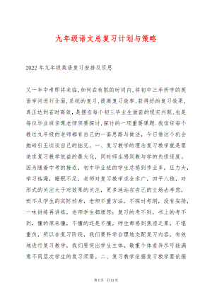 九年级语文总复习计划与策略.docx