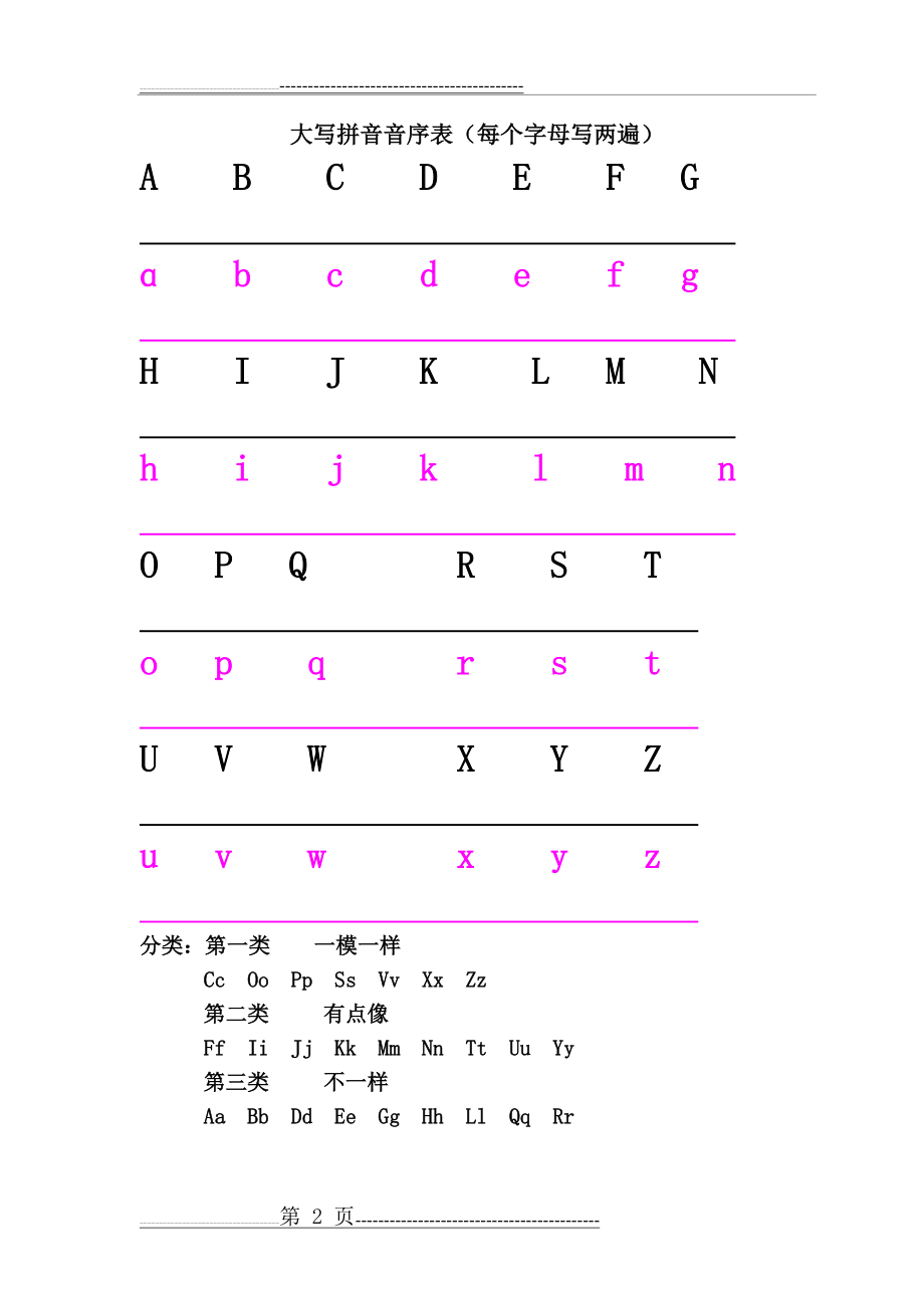 人教版一年级下语文复习练习(大写字母)(3页).doc_第2页