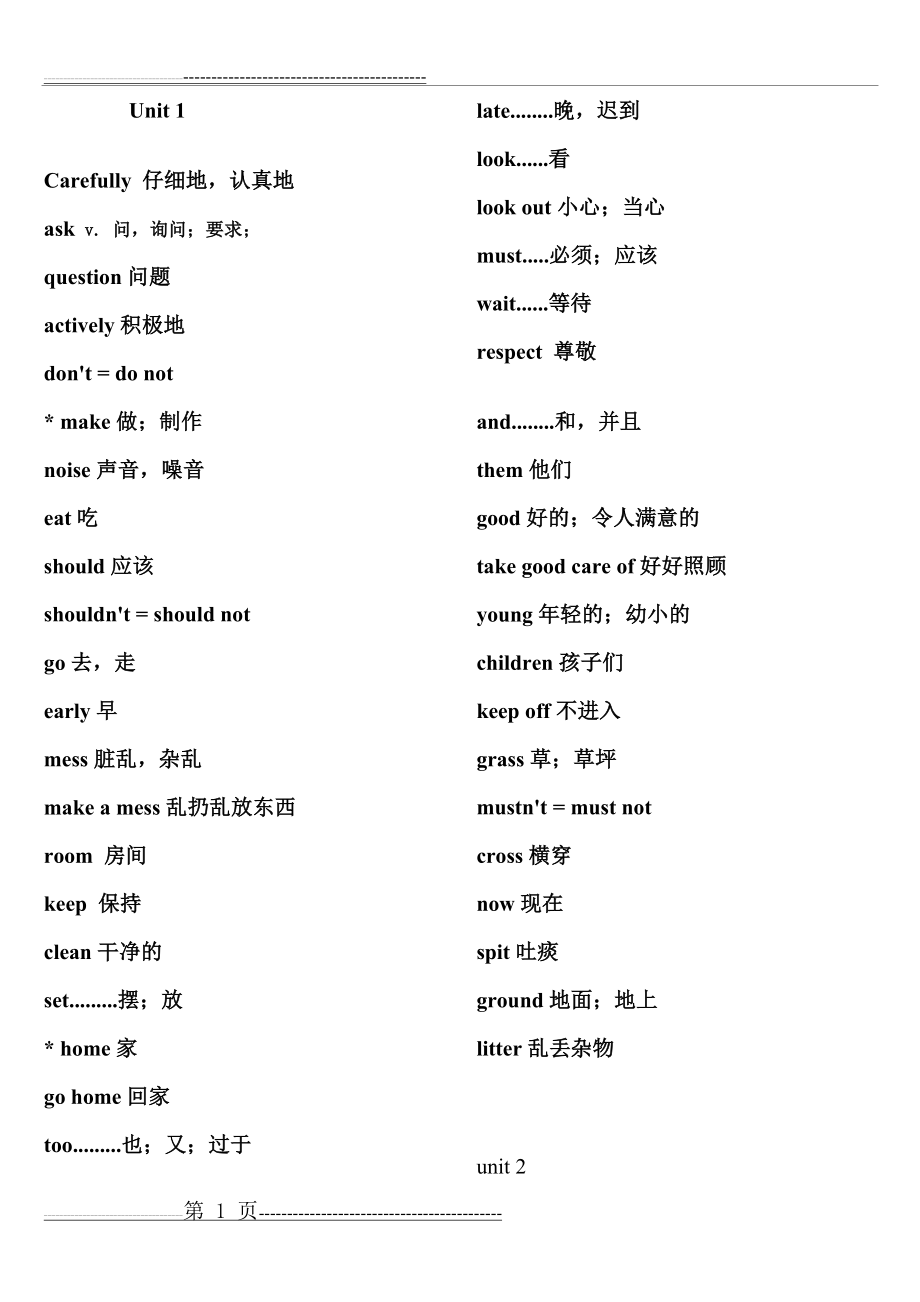 人教版新版六年级上册单词表(4页).doc_第1页