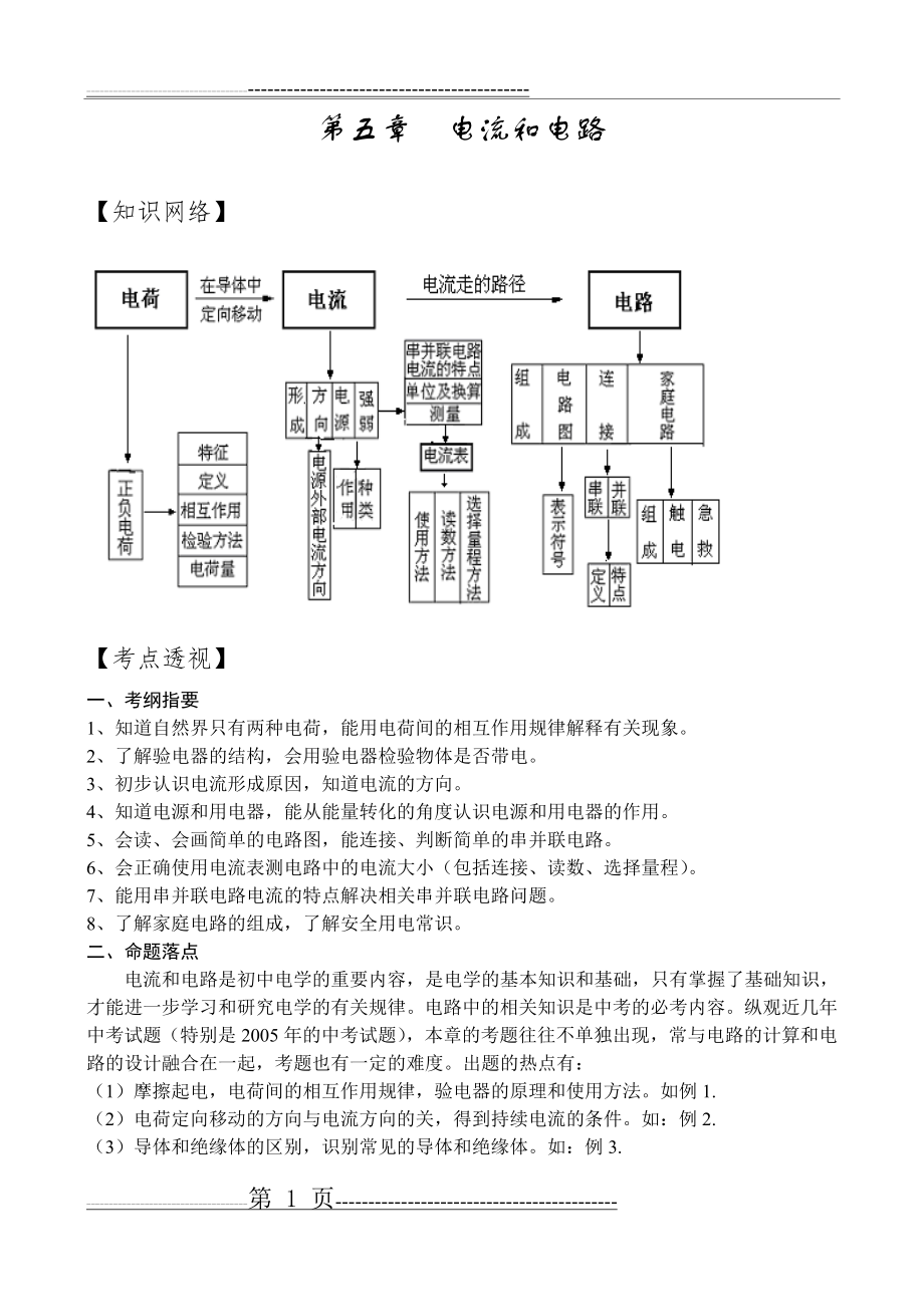 九年级物理电流和电路练习题(16页).doc_第1页