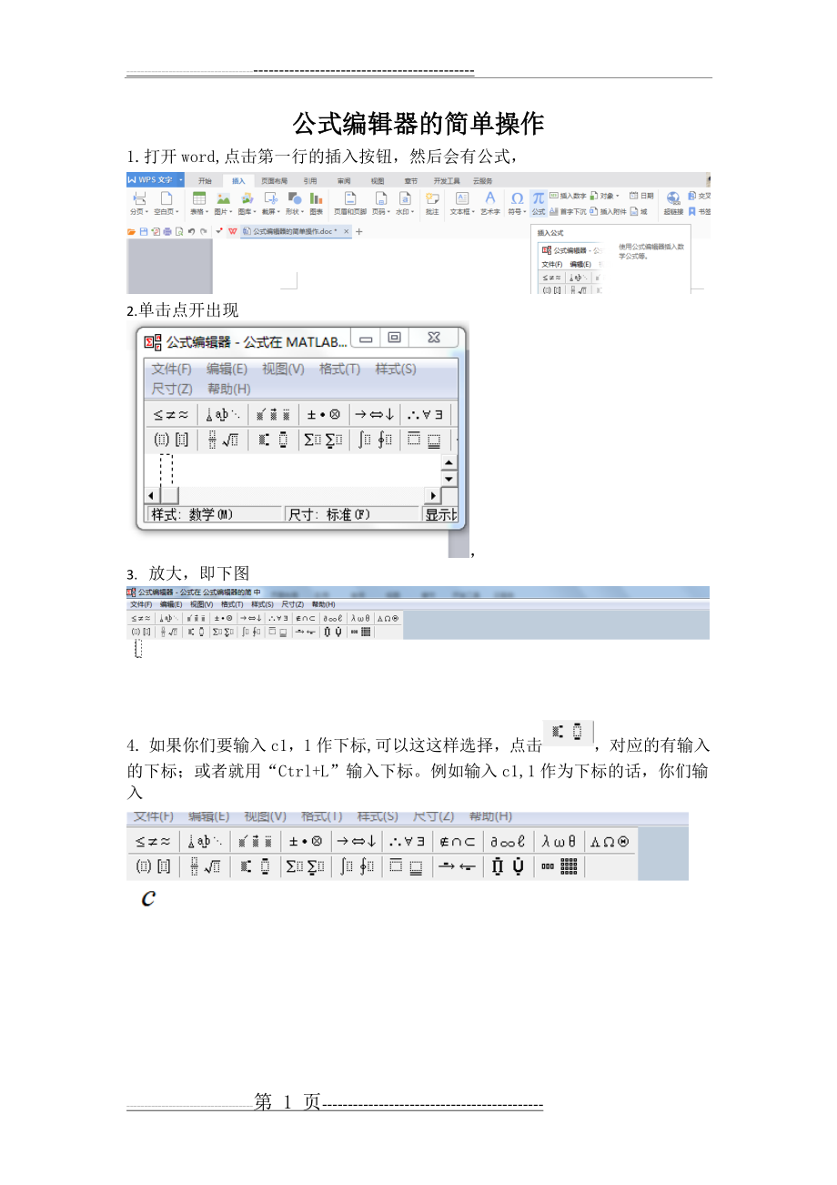 公式编辑器的简单操作(2页).doc_第1页