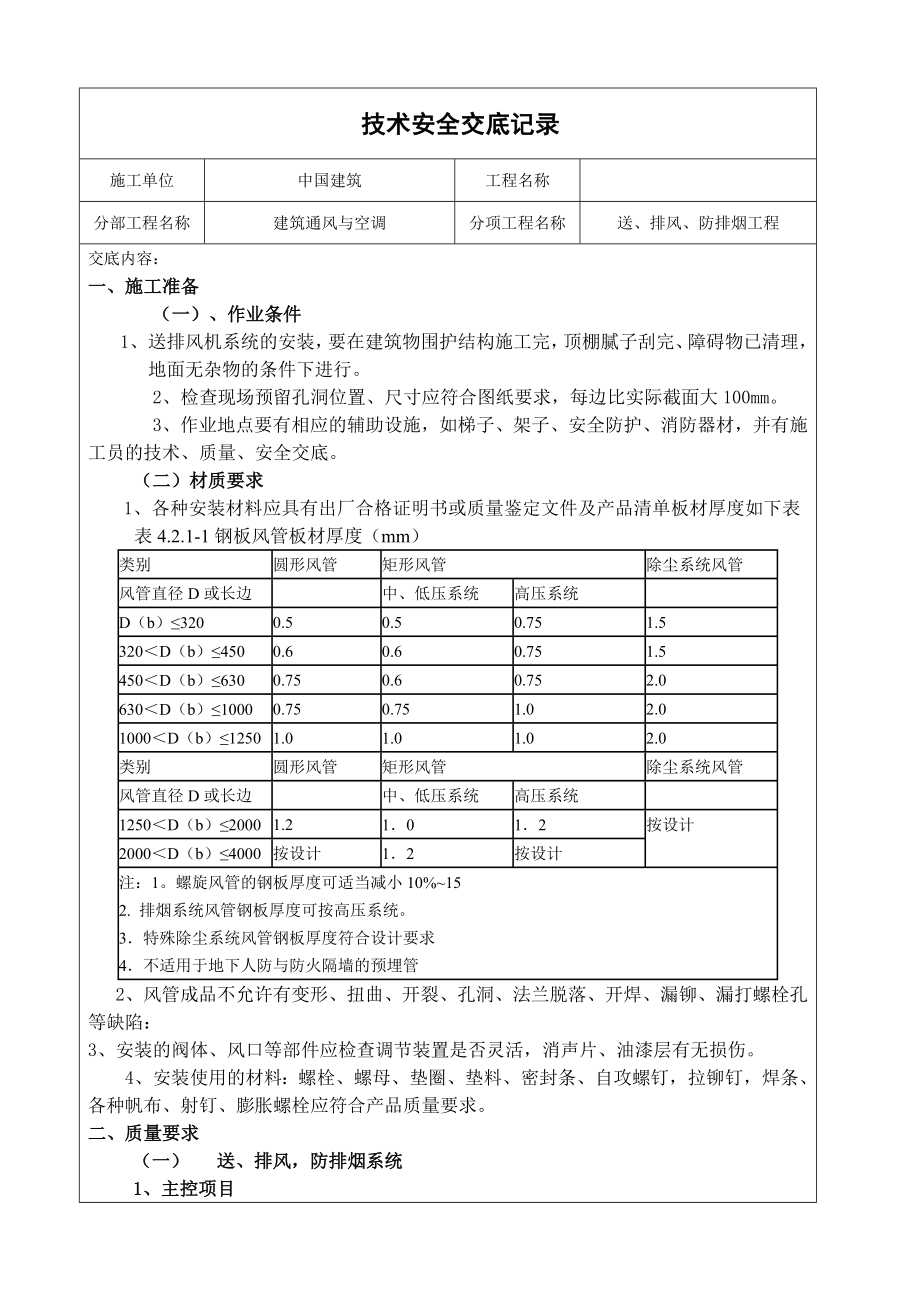 技术安全交底记录.通风docx.docx_第1页