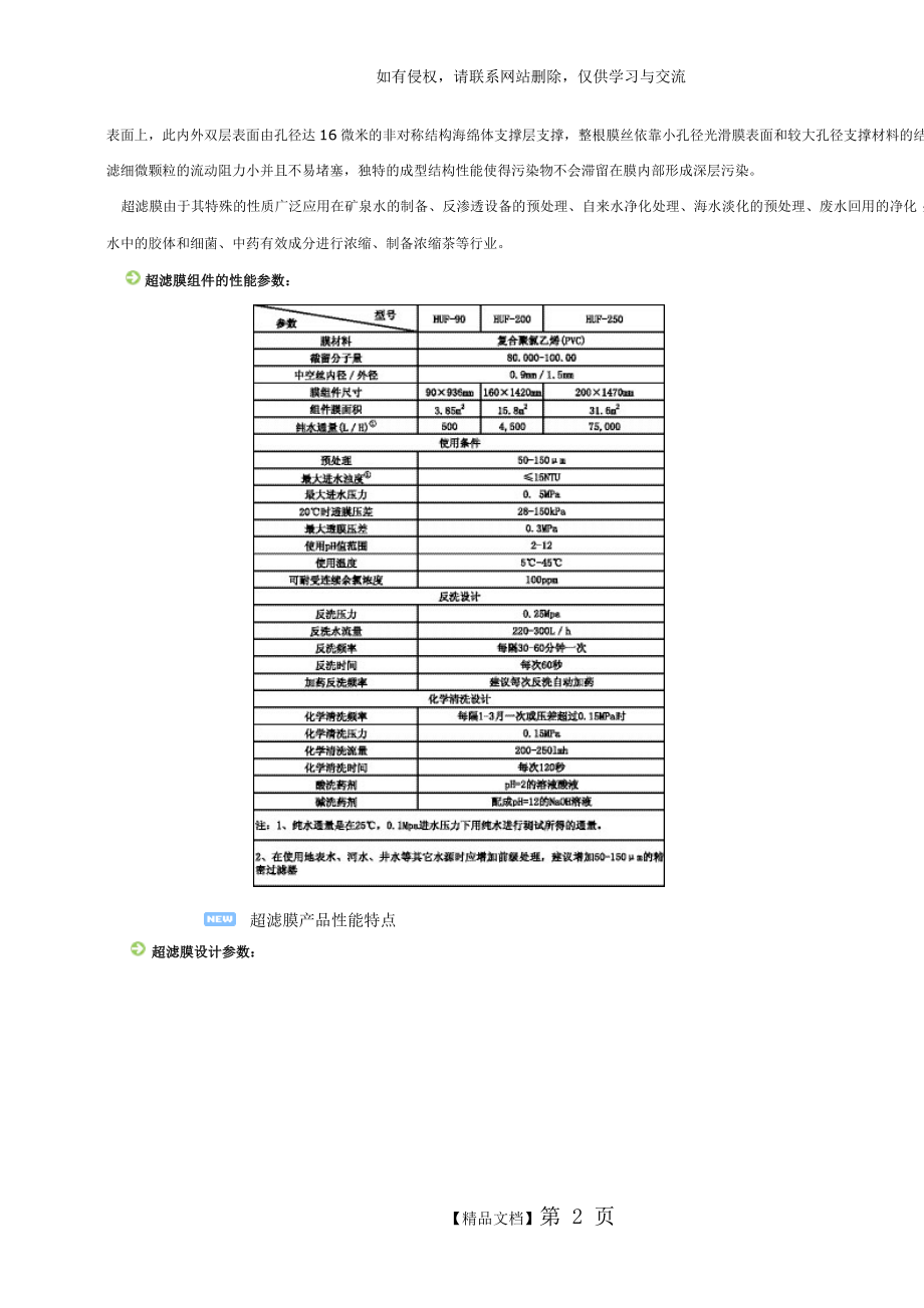 超滤膜的使用与清洗.doc_第2页