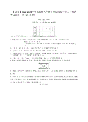 【语文】2022-2023学年部编版九年级下册期末中综合复习与测试（无答案）.docx