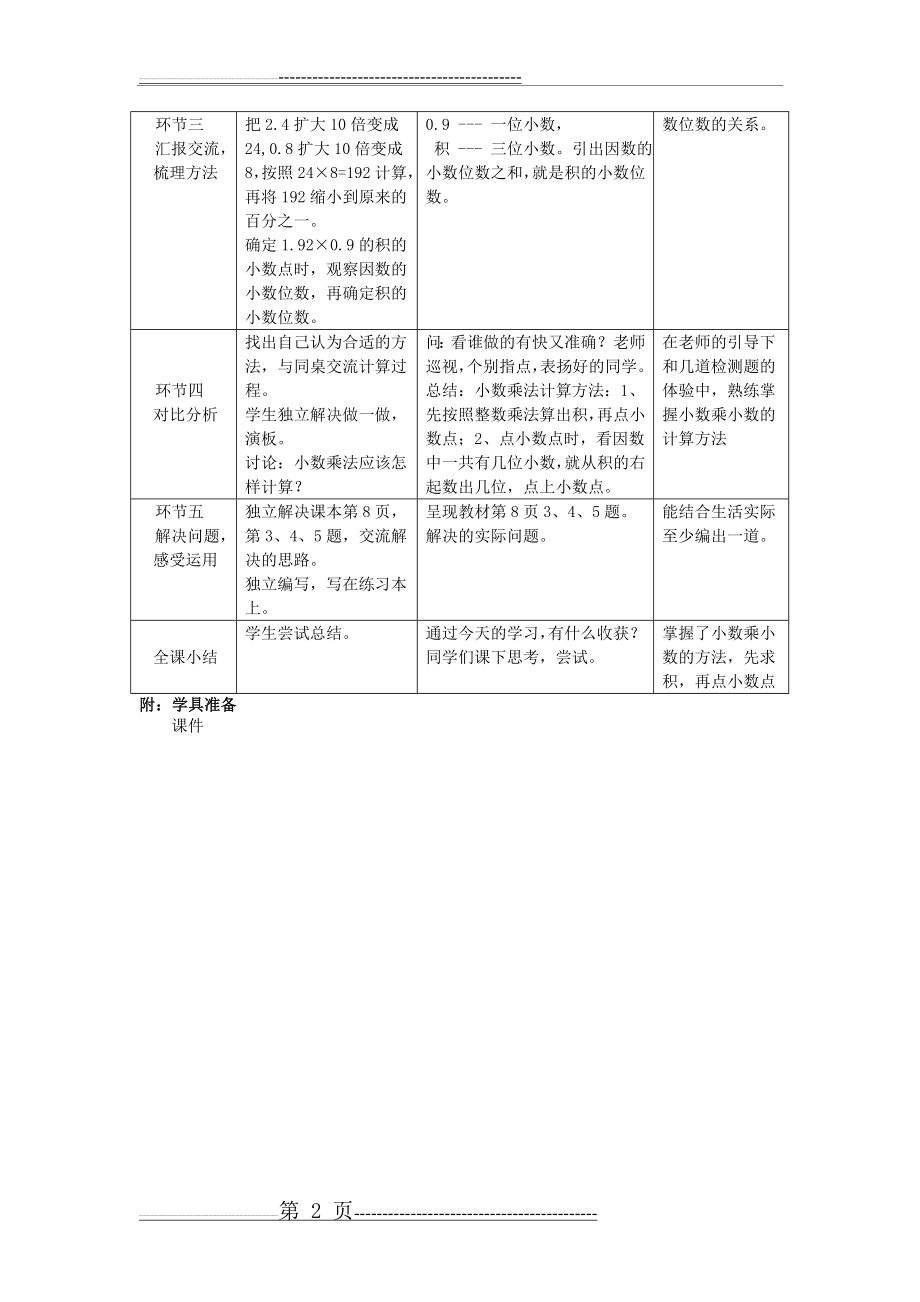 人教版五年级上册 《小数乘小数例3》教学设计(2页).doc_第2页