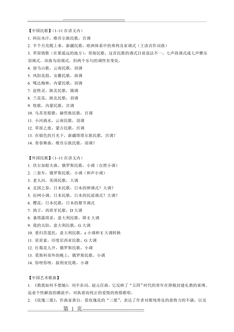 中外名曲赏析听辨题整理(5页).doc_第1页